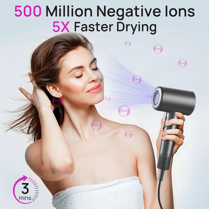 CONFU Hair Dryer, 110000 RPM Fast Drying Blow Dryer with Magnetic Diffuser and Concentrator, Professional Lightweight Ionic Hair Dryer for Women and Men - Image 2